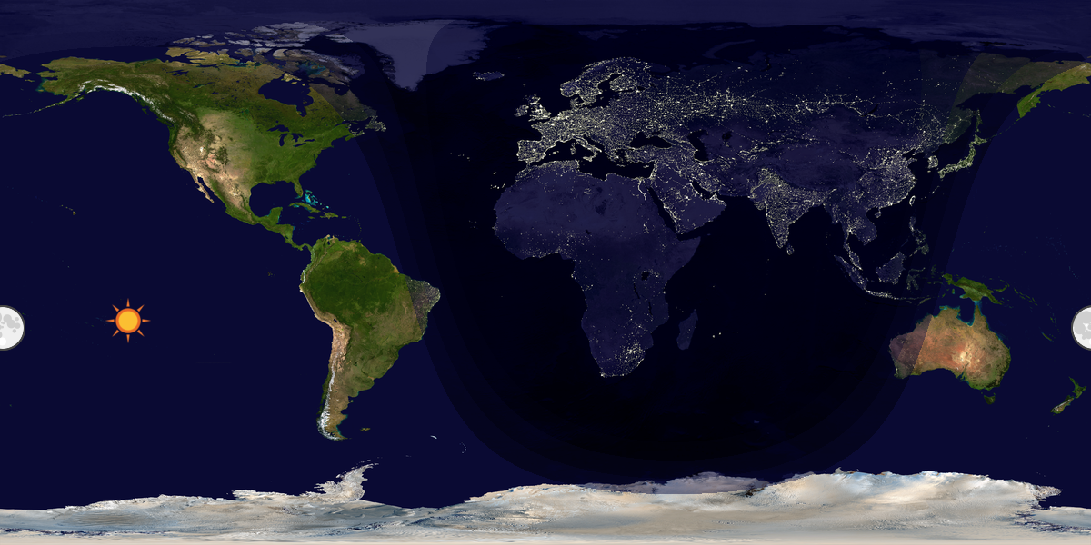 Verdenskart som viser dag og natt 