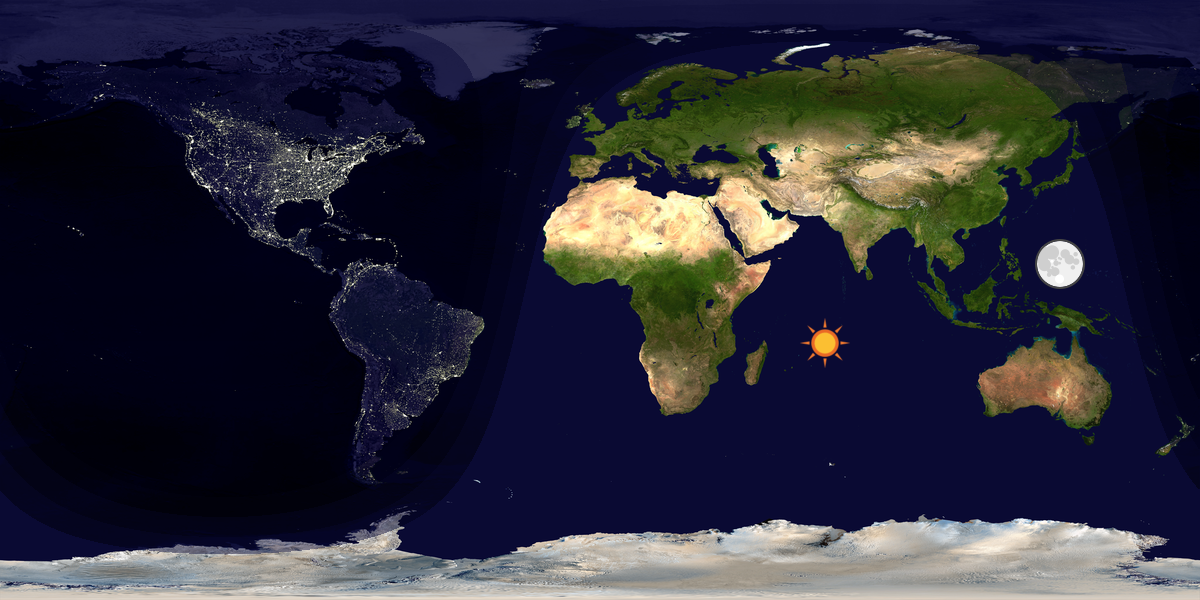 Verdenskart som viser dag og natt 