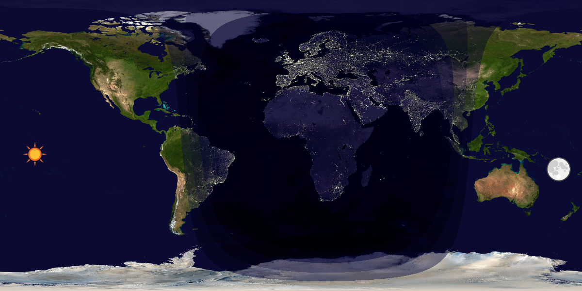 Verdenskart som viser dag og natt 
