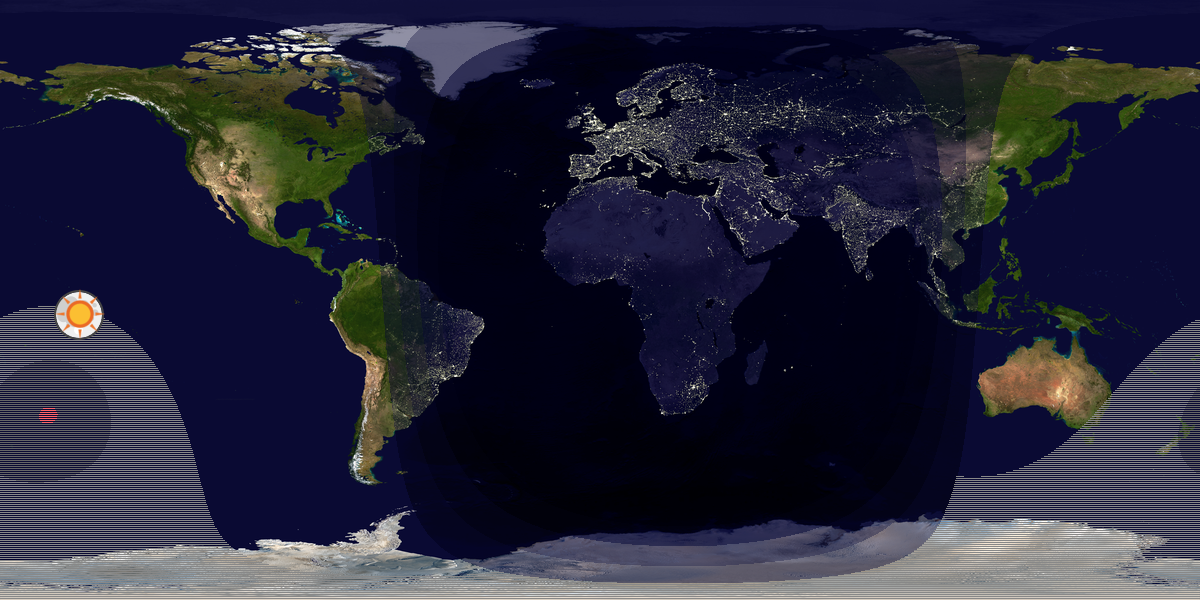 Verdenskart som viser dag og natt 