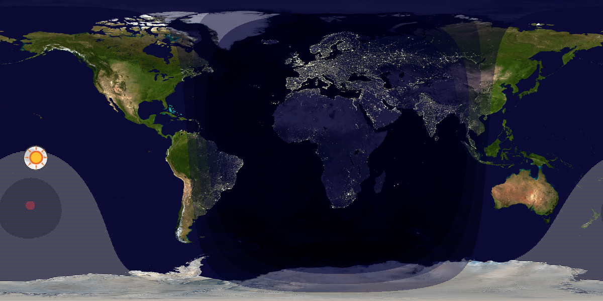 Verdenskart som viser dag og natt 