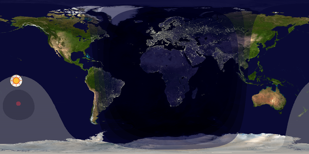 Verdenskart som viser dag og natt 