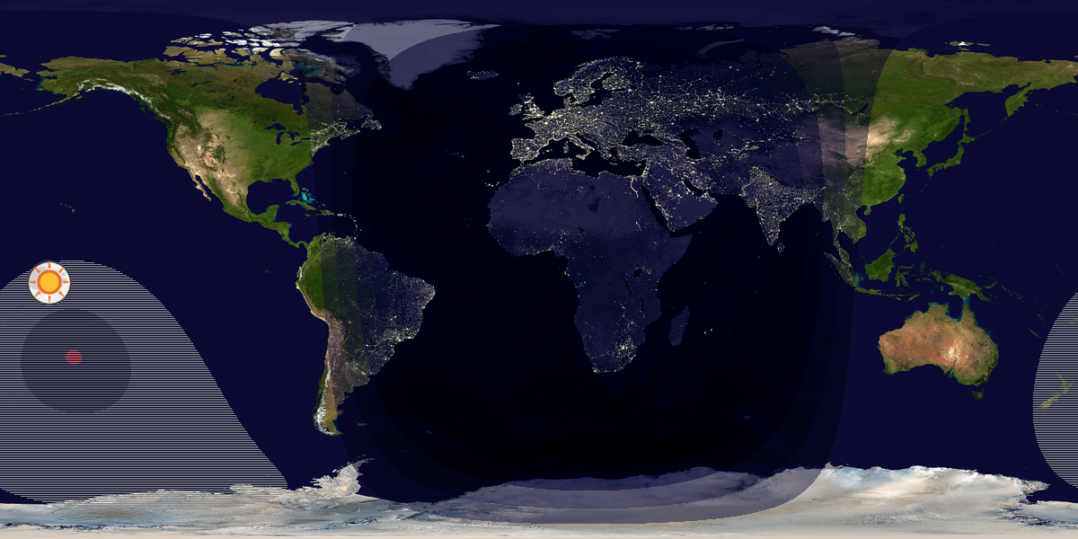 Verdenskart som viser dag og natt 
