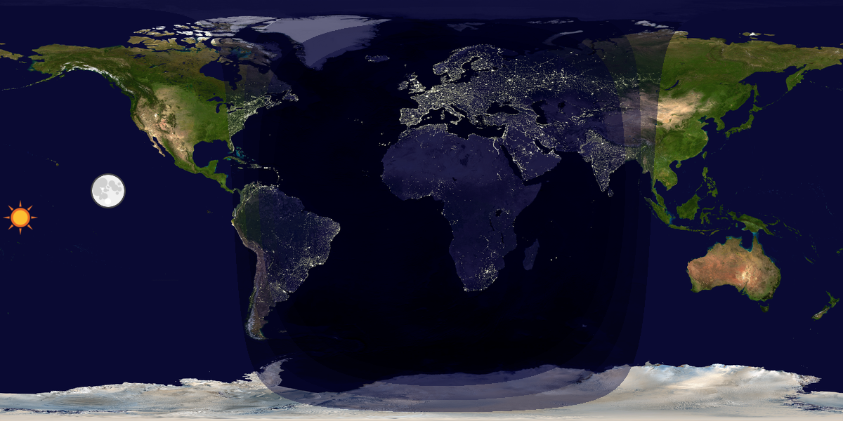 Verdenskart som viser dag og natt 