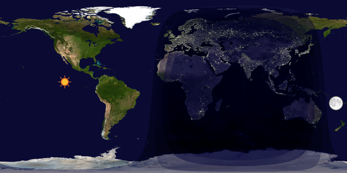 Verdenskart som viser dag og natt 