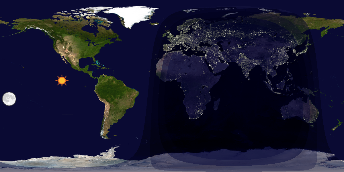Verdenskart som viser dag og natt 