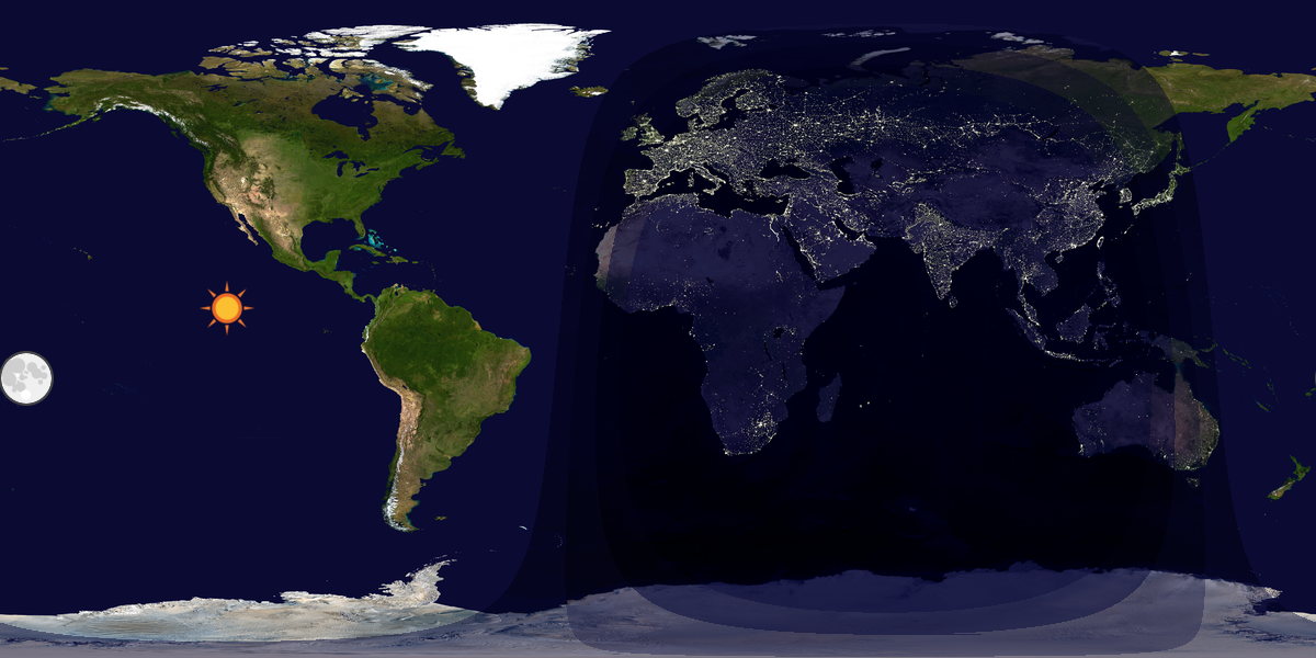 Verdenskart som viser dag og natt 