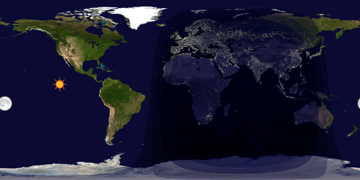 Verdenskart som viser dag og natt 