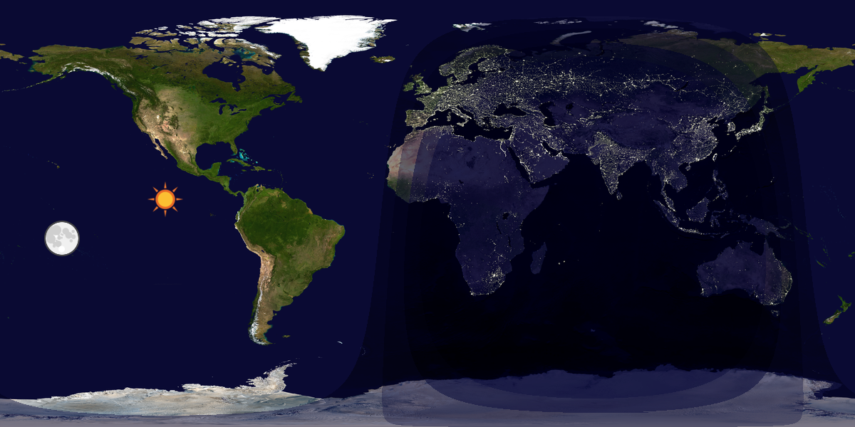 Verdenskart som viser dag og natt 