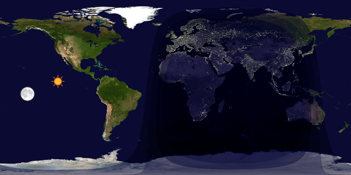 Verdenskart som viser dag og natt 