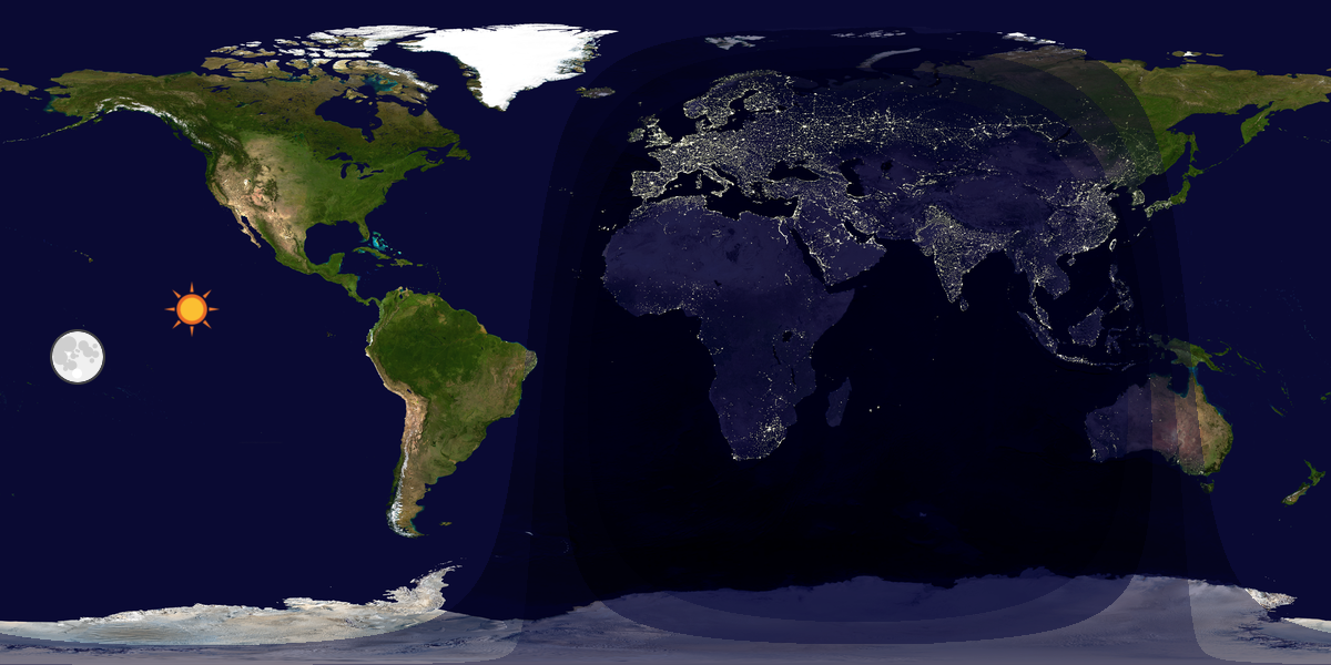 Verdenskart som viser dag og natt 