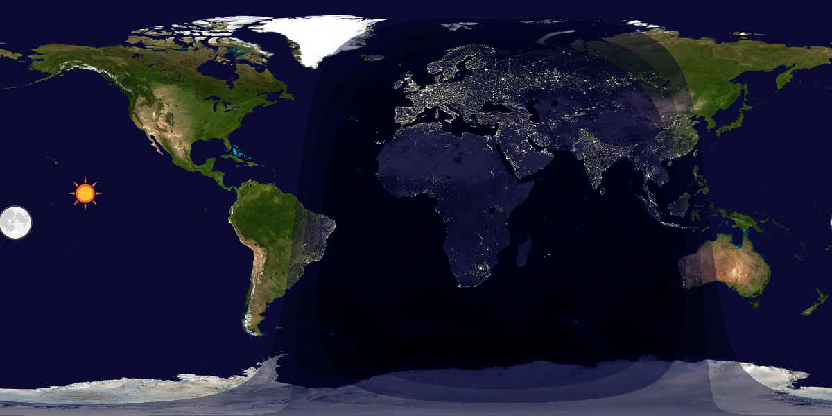 Verdenskart som viser dag og natt 