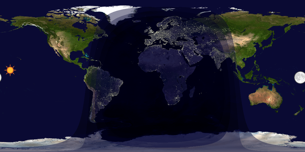 Verdenskart som viser dag og natt 