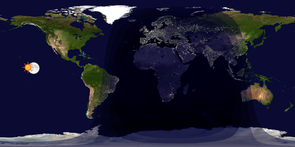 Verdenskart som viser dag og natt 