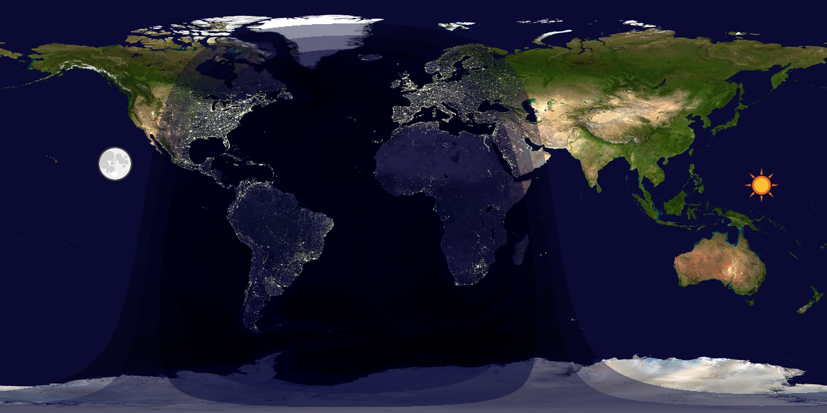 Verdenskart som viser dag og natt 
