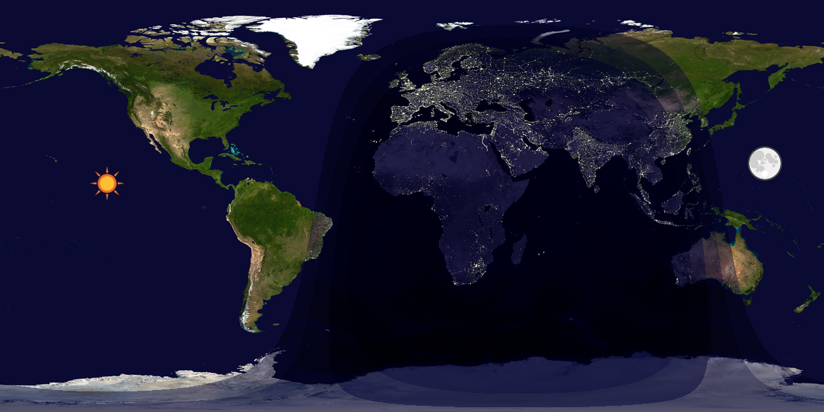 Verdenskart som viser dag og natt 
