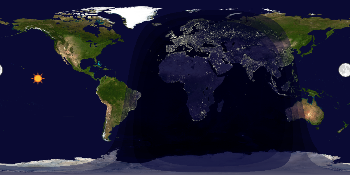 Verdenskart som viser dag og natt 