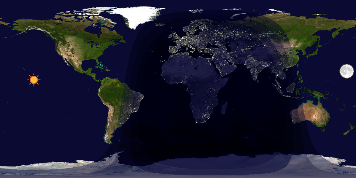 Verdenskart som viser dag og natt 