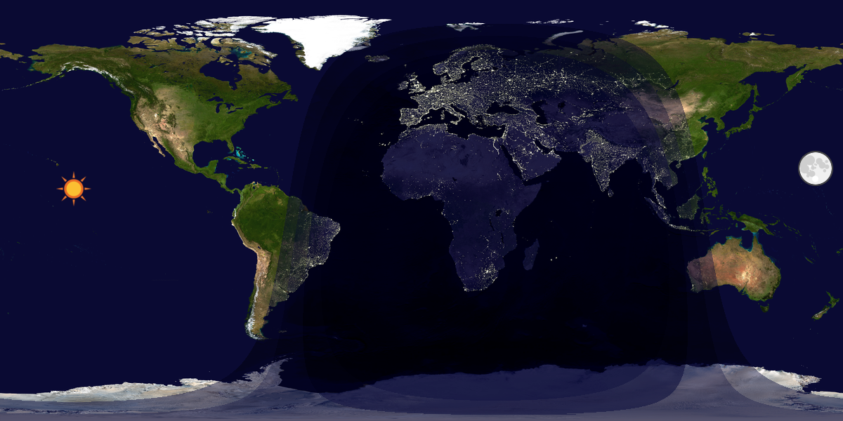 Verdenskart som viser dag og natt 