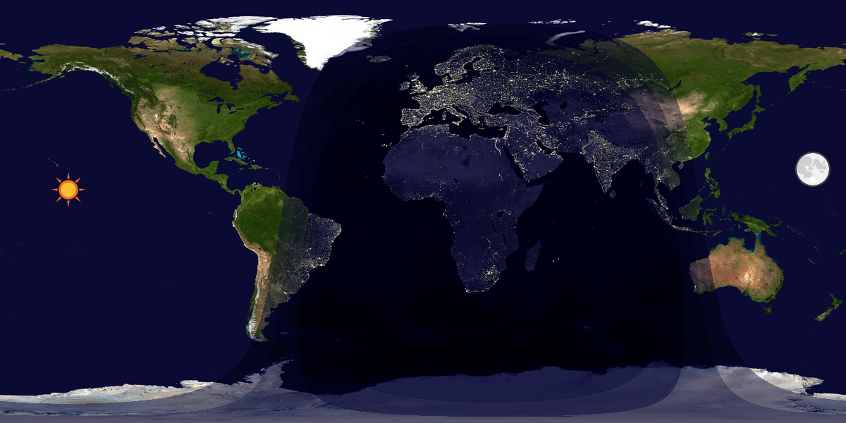 Verdenskart som viser dag og natt 