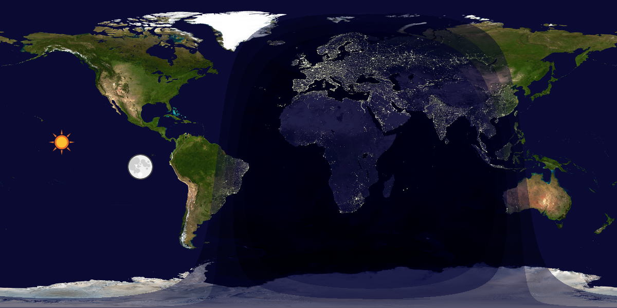 Verdenskart som viser dag og natt 