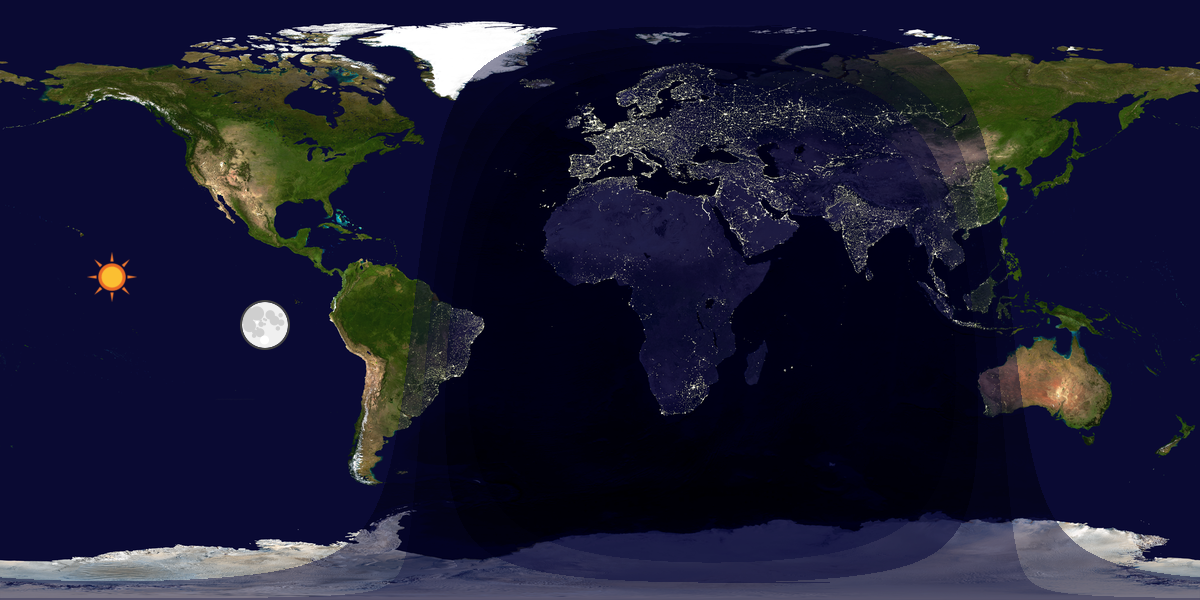 Verdenskart som viser dag og natt 