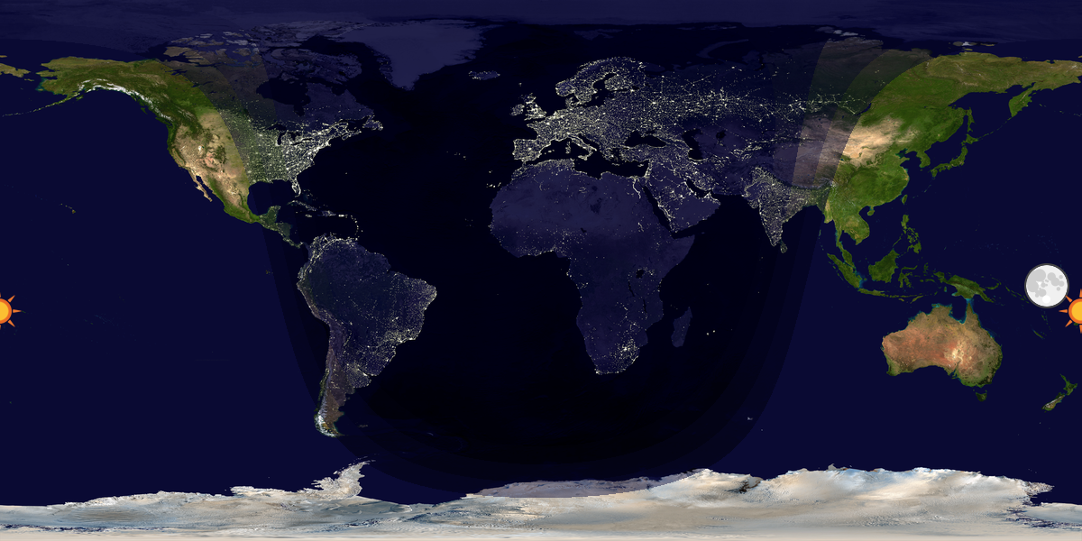 Verdenskart som viser dag og natt 