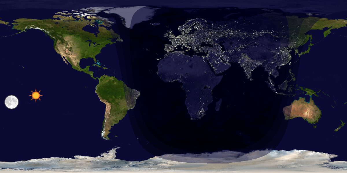Verdenskart som viser dag og natt 