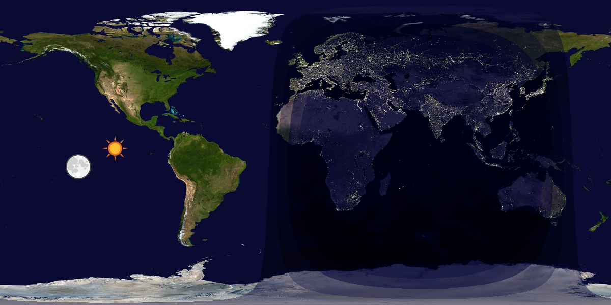 Verdenskart som viser dag og natt 