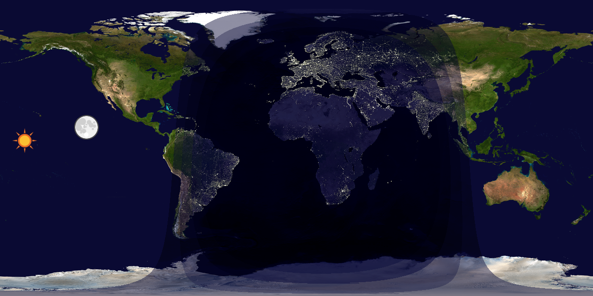 Verdenskart som viser dag og natt 