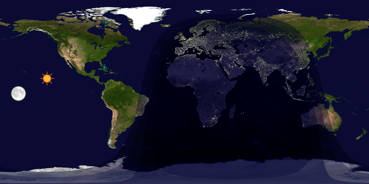 Verdenskart som viser dag og natt 