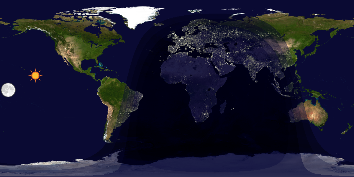 Verdenskart som viser dag og natt 