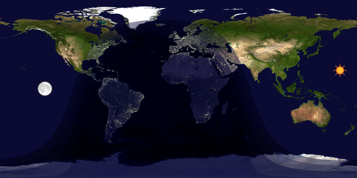 Verdenskart som viser dag og natt 
