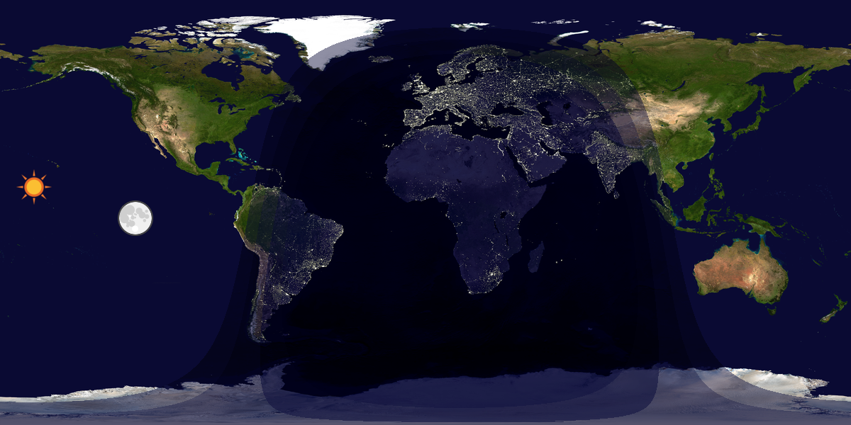Verdenskart som viser dag og natt 