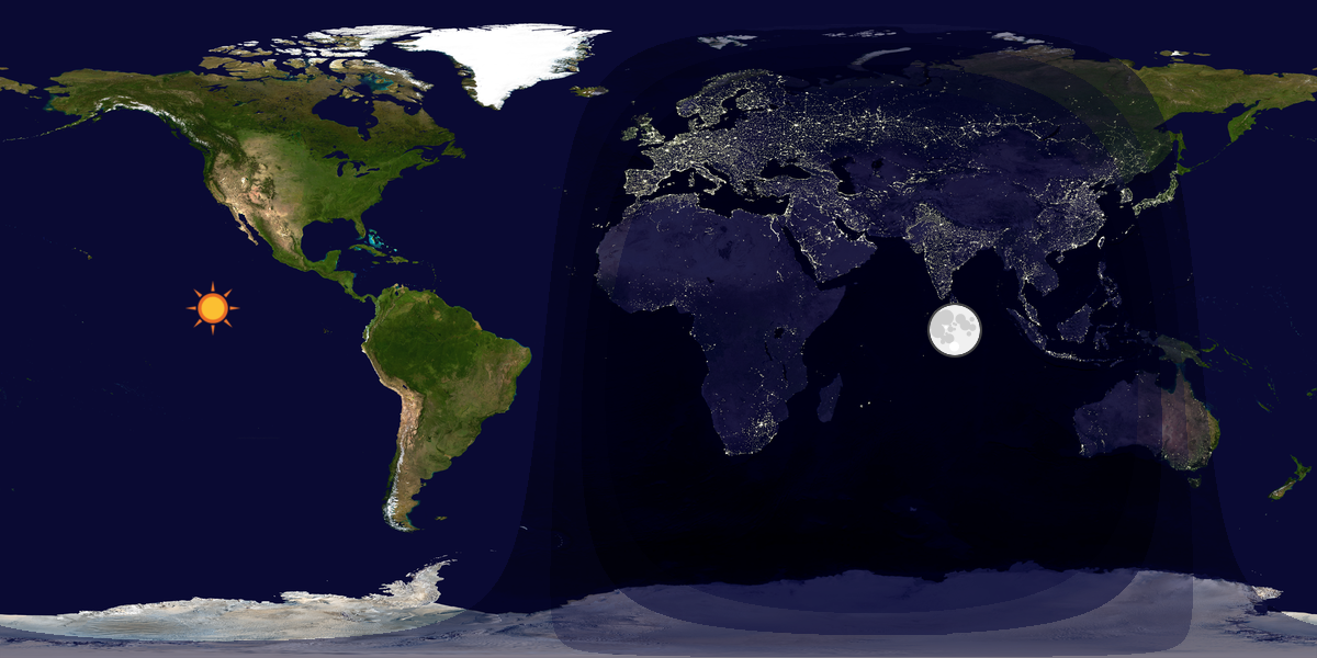 Verdenskart som viser dag og natt 