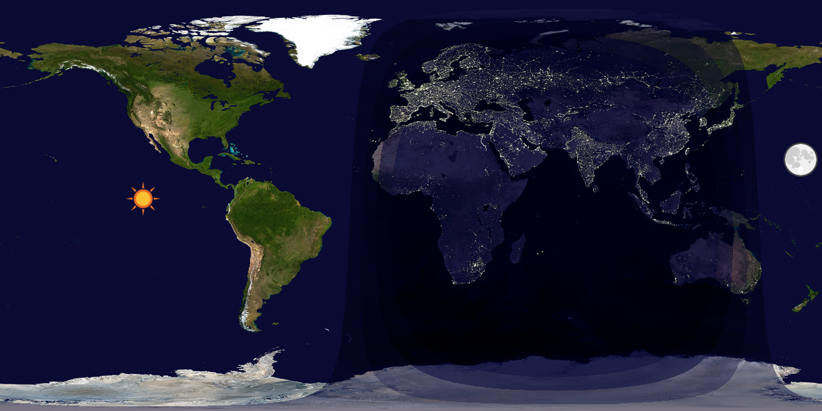 Verdenskart som viser dag og natt 