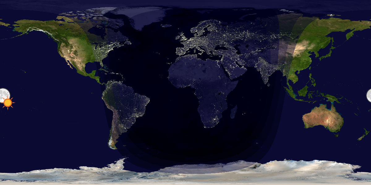Verdenskart som viser dag og natt 