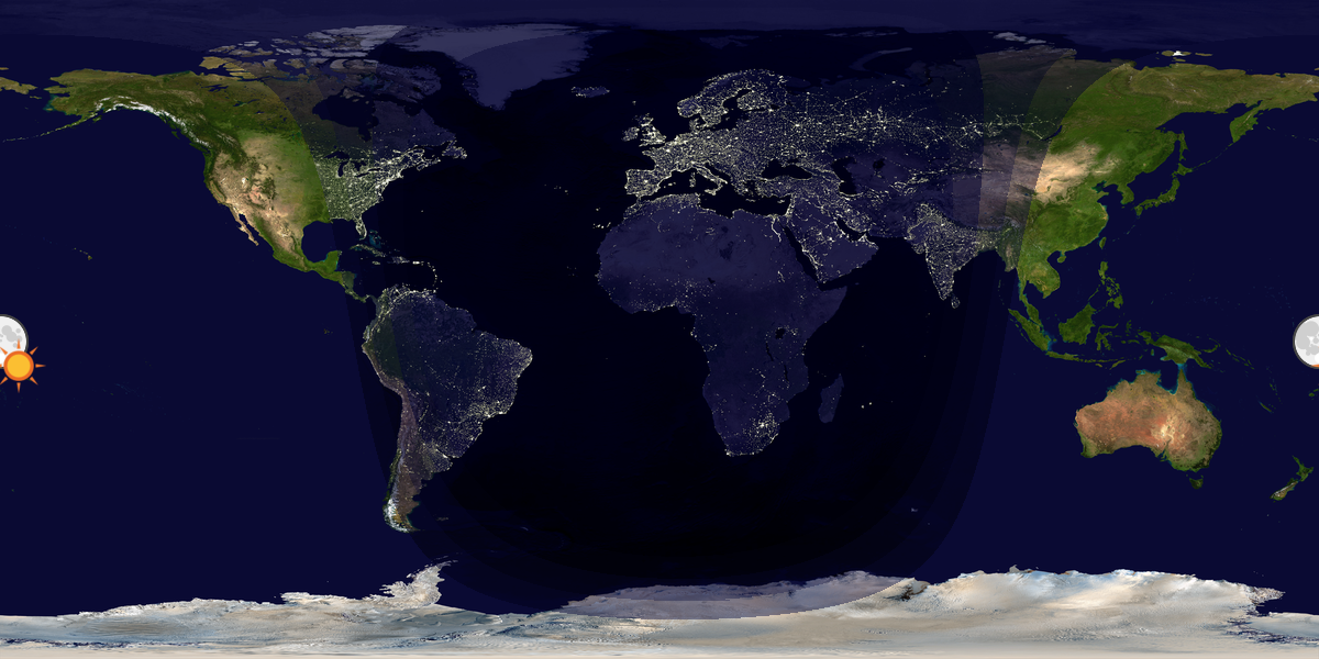 Verdenskart som viser dag og natt 