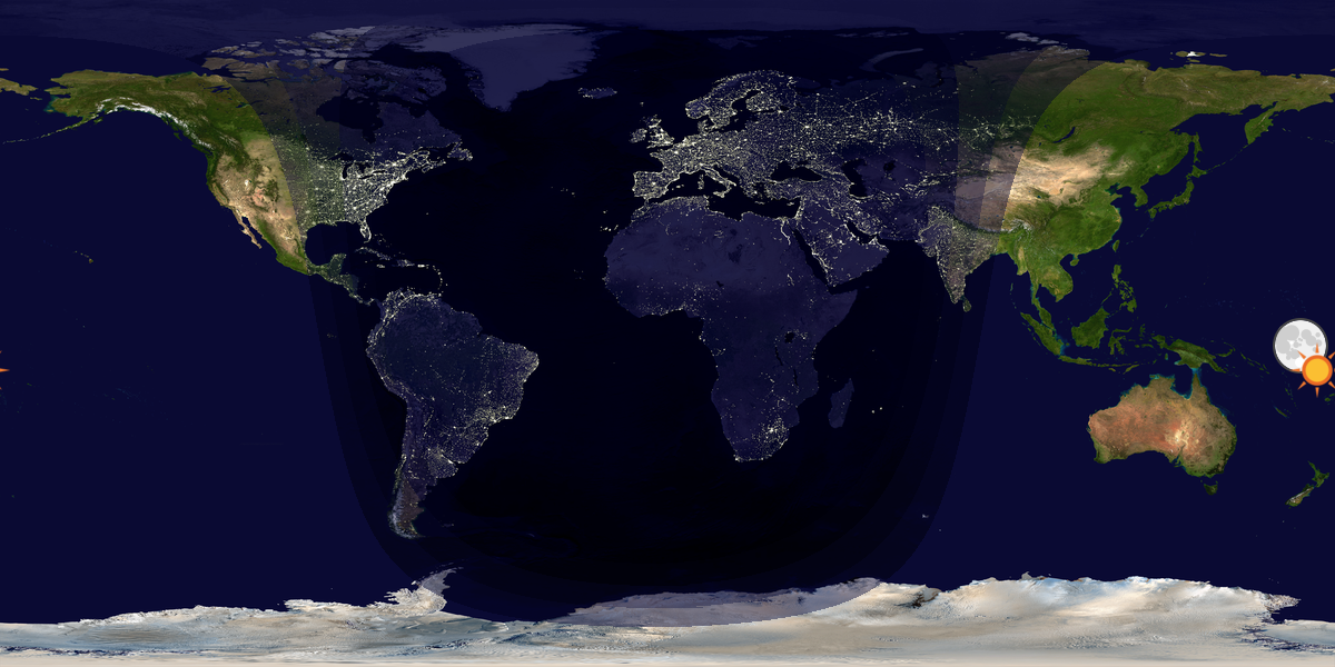 Verdenskart som viser dag og natt 