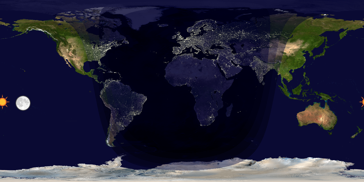 Verdenskart som viser dag og natt 