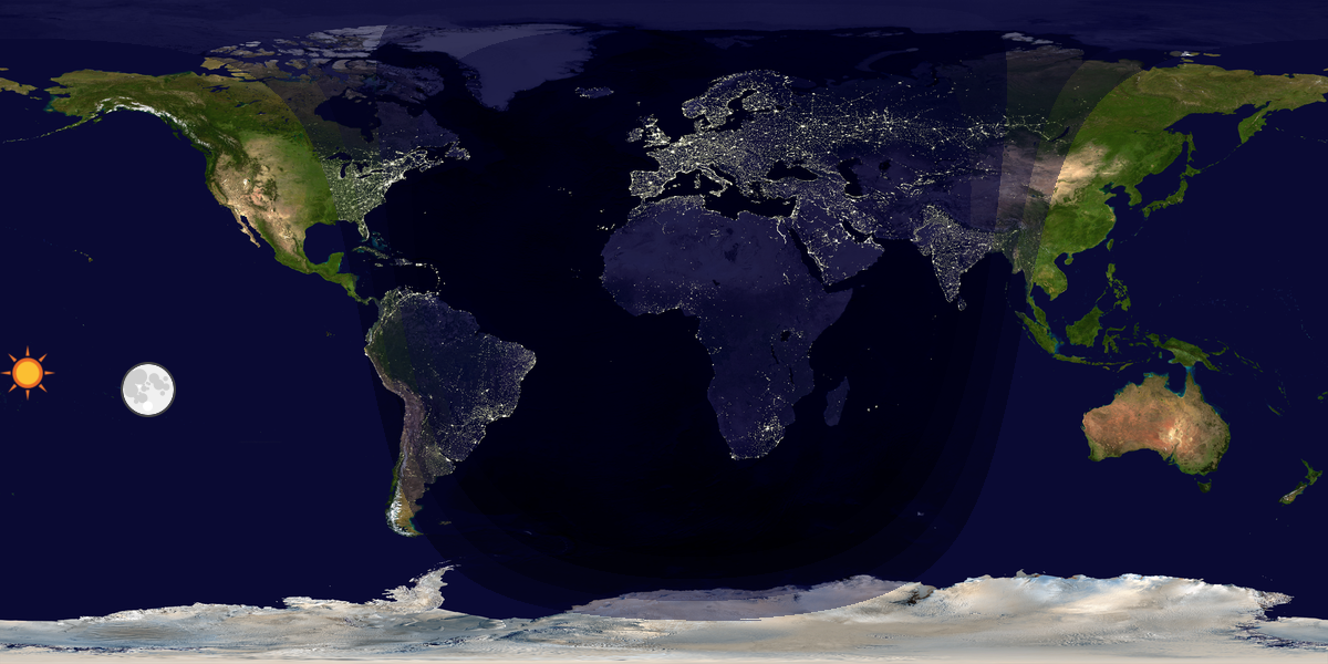 Verdenskart som viser dag og natt 