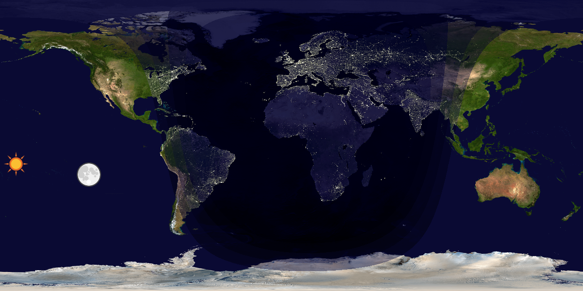 Verdenskart som viser dag og natt 
