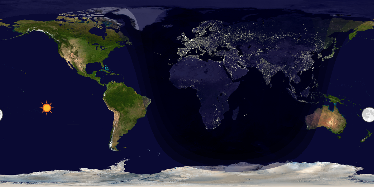 Verdenskart som viser dag og natt 