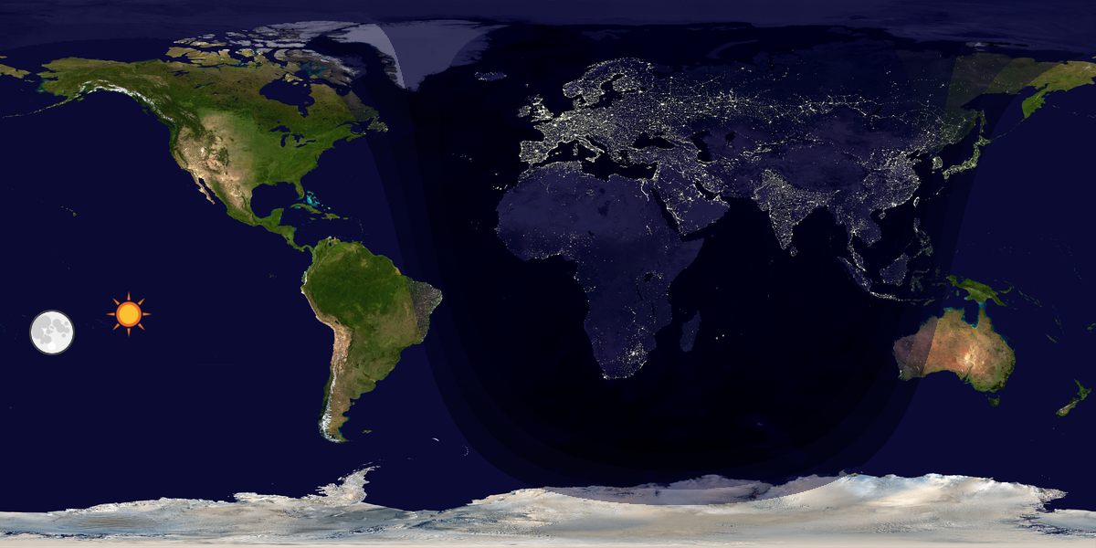 Verdenskart som viser dag og natt 