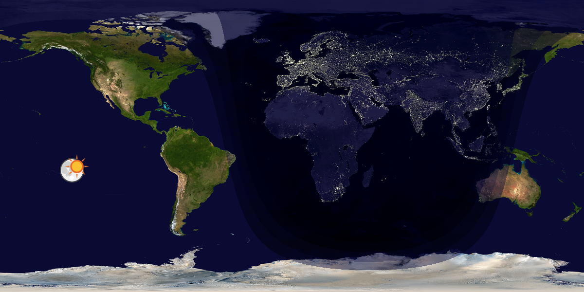 Verdenskart som viser dag og natt 
