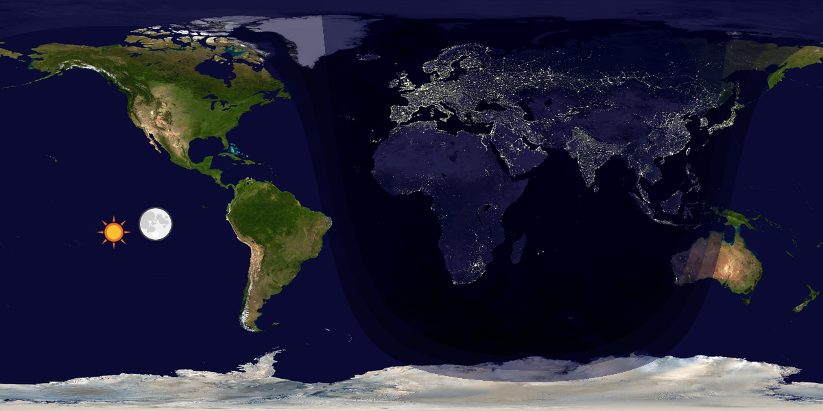 Verdenskart som viser dag og natt 