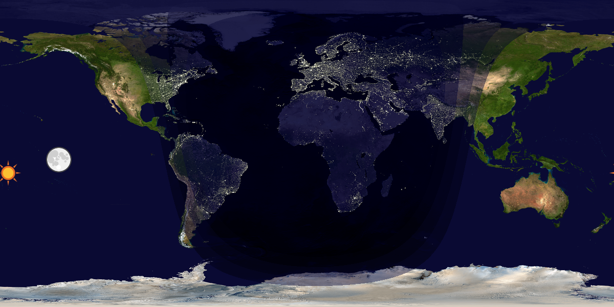 Verdenskart som viser dag og natt 