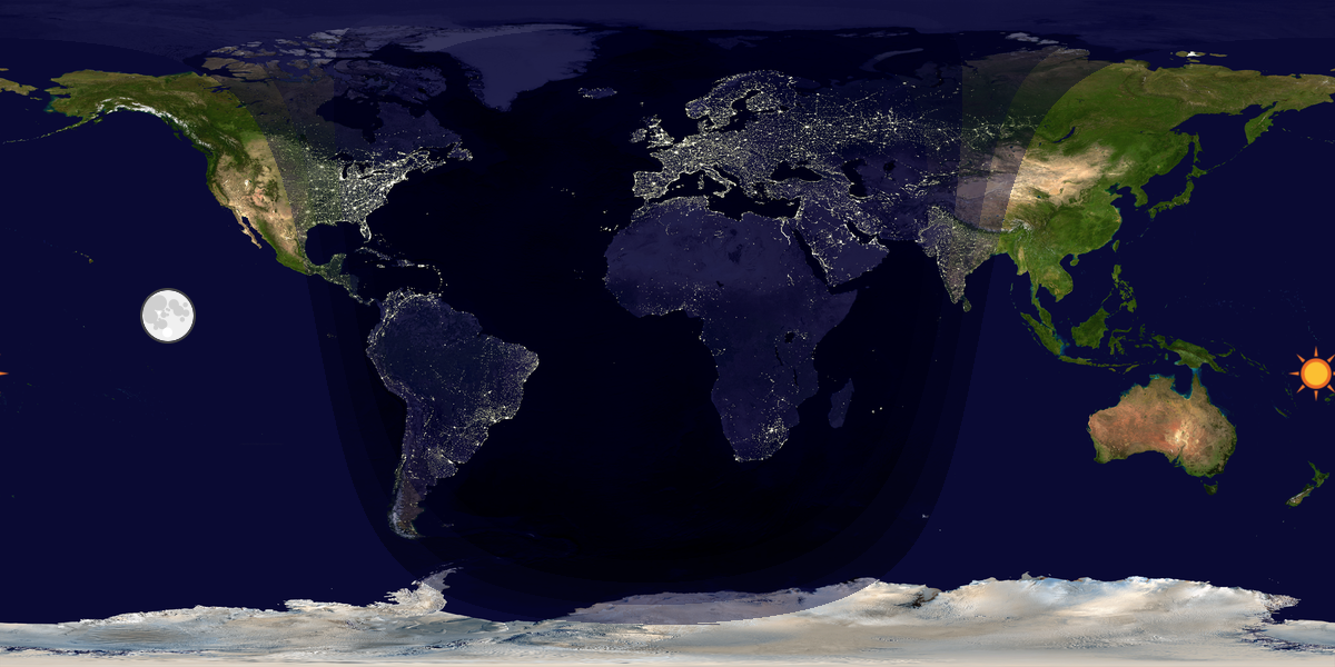 Verdenskart som viser dag og natt 