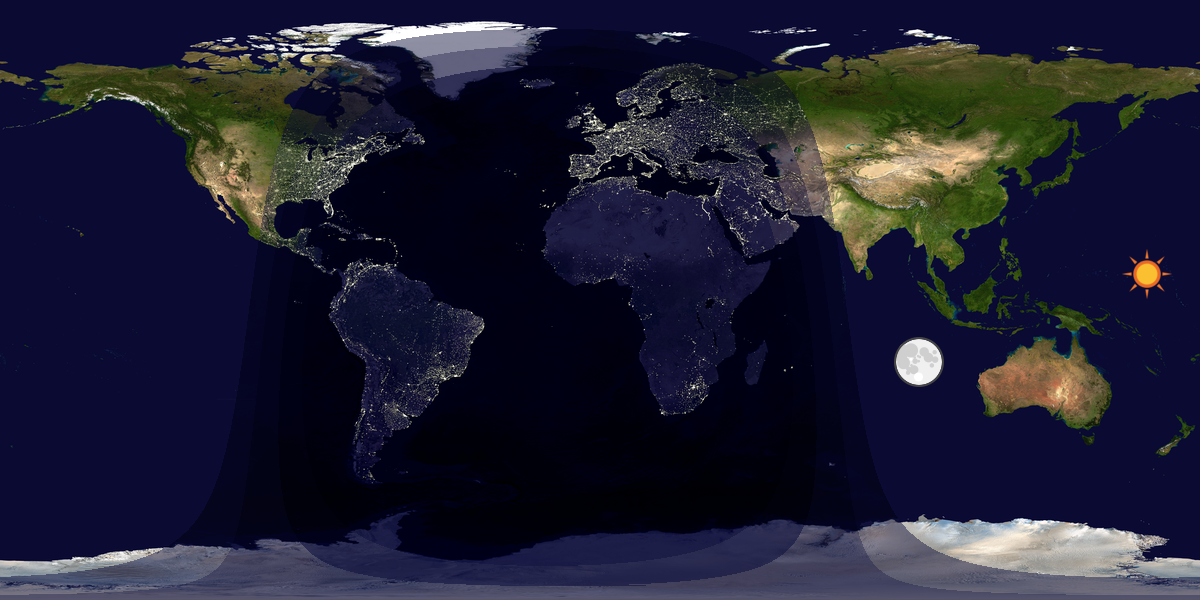 Verdenskart som viser dag og natt 