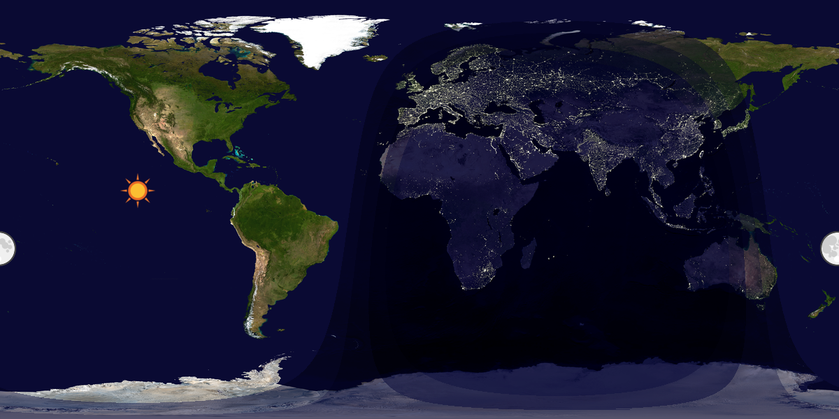Verdenskart som viser dag og natt 
